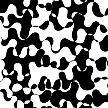 Psychedelic abstract background, abstract curved shapes, black and white Stock Illustration