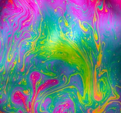 Psychedelic abstract background formed by soap bubble reflecting light Stock Photos