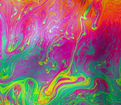 Psychedelic abstract background formed by soap bubble reflecting light Stock Photos