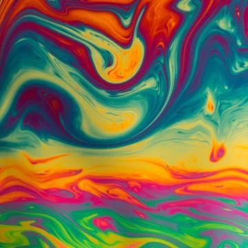 Psychedelic abstract background made from soap bubble reflecting light Stock Photos