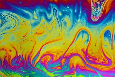 Psychedelic abstract background made from soap bubble reflecting light Stock Photos