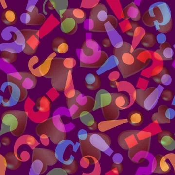 Psychedelic abstract background with question mark and exclamation mark overl Stock Illustration