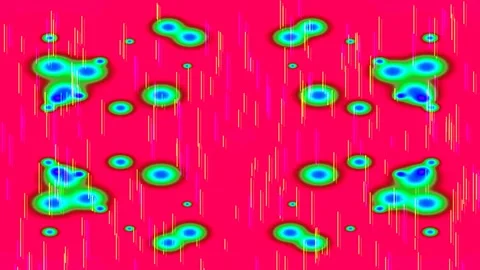 Psychedelic Abstract Digital Glitch Background with Glowing Green Blobs Stock Footage 332563666