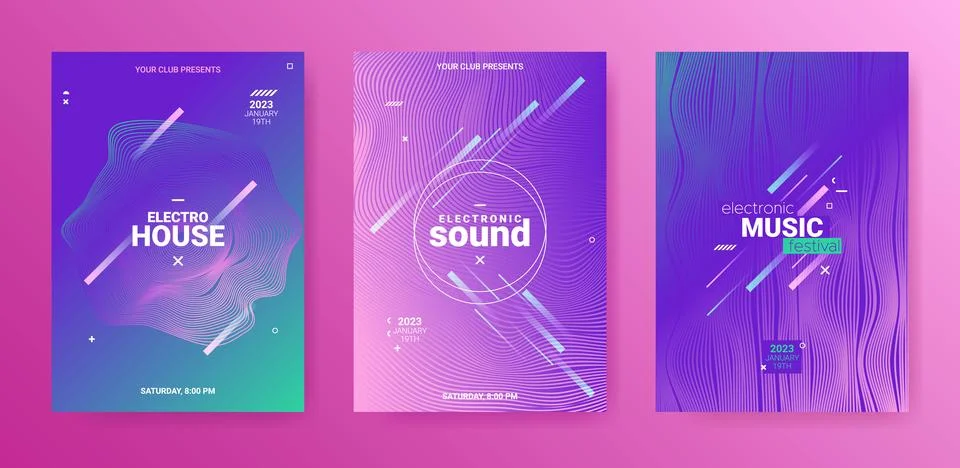 Psychedelic Abstract Dj Flyer. Electro Sound Cover. Techno Music Stock Illustration
