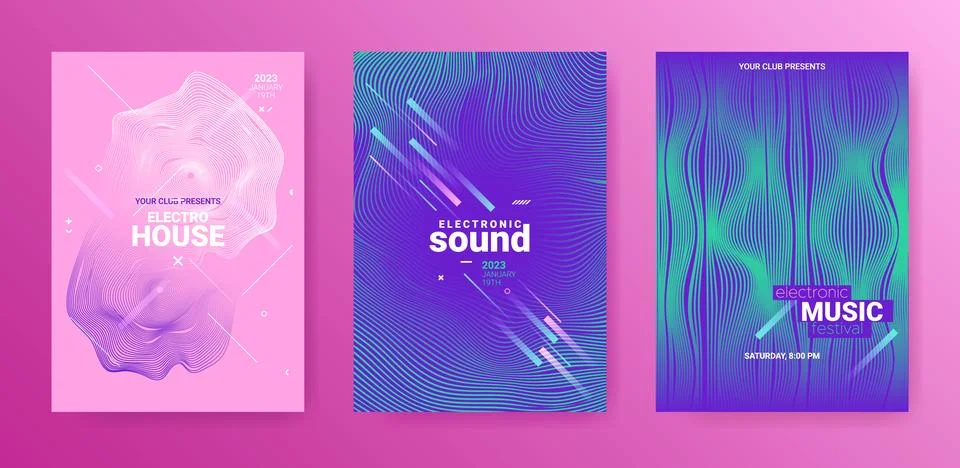 Psychedelic Abstract Dj Flyer. Electro Sound Poster. Techno Dance Stock Illustration
