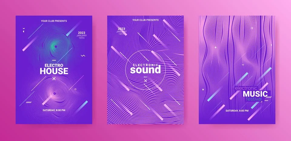 Psychedelic Abstract Dj Flyer. Electro Sound Cover. Techno Dance Stock Illustration