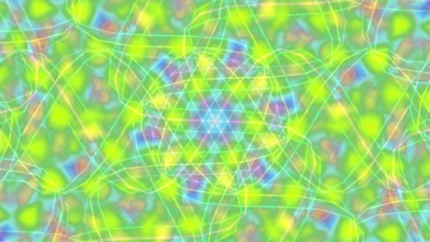 Psychedelic Abstract Geometric Pattern, Neon Glow, Trippy Visuals, Kaleidos.. Stock Footage 331715595