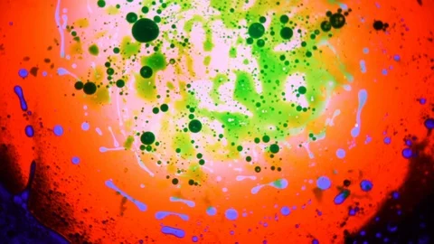 Psychedelic abstract liquid light show. Marble background. Water oil paint swirl Stock Footage 121705385