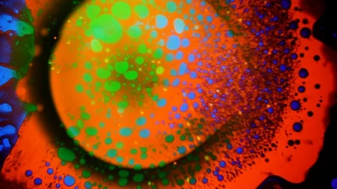 Psychedelic abstract liquid light show. Marble background. Water oil paint swirl Stock Footage 121705720