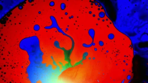 Psychedelic abstract liquid light show. Marble background. Water oil paint swirl Stock Footage 121705879