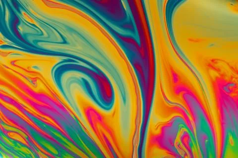 Psychedelic abstract made by light reflecting off of a soap bubble Stock Photos