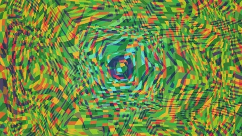 Psychedelic abstract mosaic with wavy green and colorful pixelated patterns 動画素材 331500662