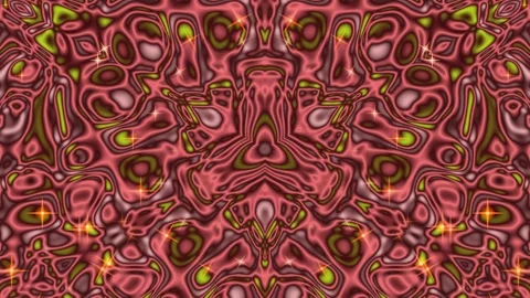 Psychedelic Abstract Organic Pattern, Trippy Swirls, Pink and Green Fractal.. Stock Footage 332495569