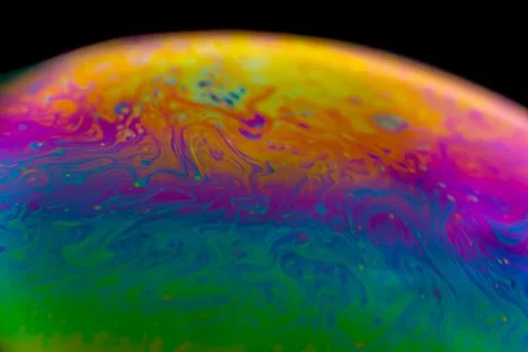 Psychedelic abstract planet from soap bubble, Light refraction 스톡 사진