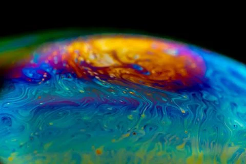 Psychedelic abstract planet from soap bubble, Light refraction Foto stock