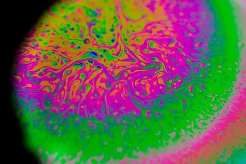 Psychedelic abstract planet from soap bubble, Light refraction Foto stock