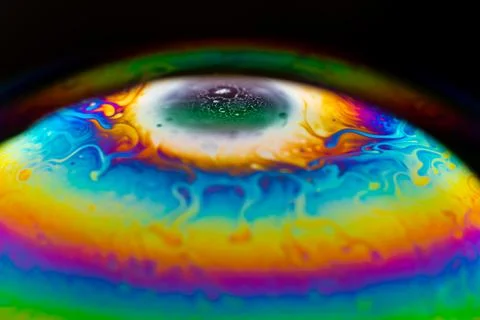 Psychedelic abstract planet from soap bubble, Light refraction Foto stock