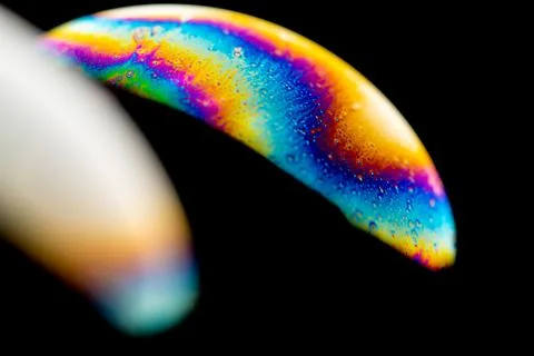 Psychedelic abstract planet from soap bubble, Light refraction Stock Photos