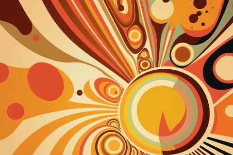 Psychedelic abstract Retro vibe Background, warm color. Stock Illustration