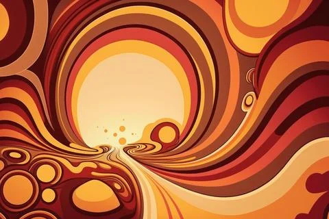 Psychedelic abstract Retro vibe Background, warm color. Illustrazione stock