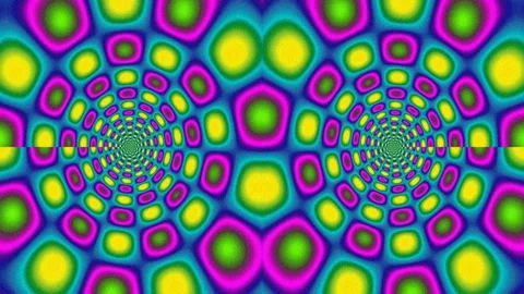 Psychedelic abstract vortex background pattern with vibrant neon fractal ener Stock Footage 339481194