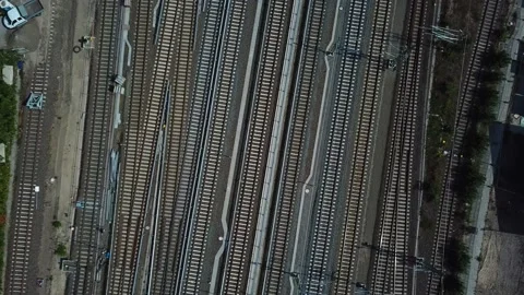 Psychedelic and Dynamic Shot of Train Tracks of a Big Metropolitan Metro Video stock 132132402