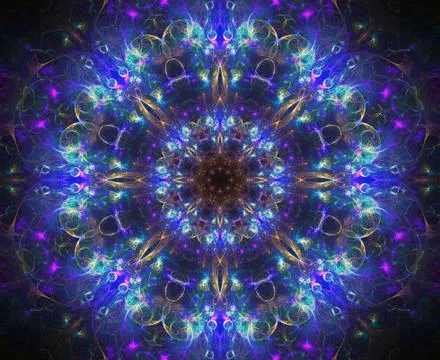Psychedelic and trippy patterns with neon and dark colors Stock Illustration