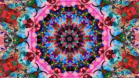 Psychedelic animated background, mandala, ink, pixels Stock Footage 119089787