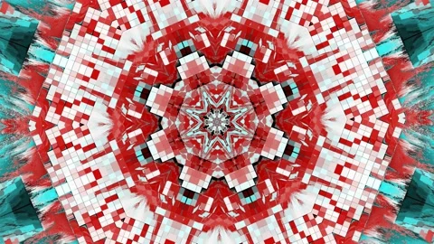 Psychedelic animated background, mandala, ink, pixels Stockbeeldmateriaal 119091208