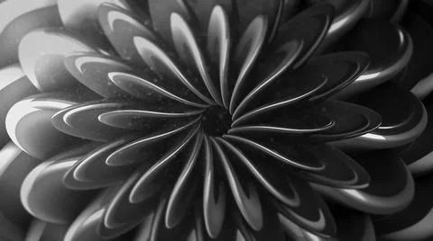 Psychedelic animation with floral pattern. Motion. 3D pattern of moving petals Stock Illustration