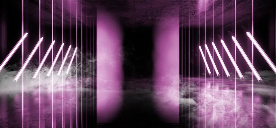 Psychedelic Arrow Triangle Sci Fi Smoke Neon Laser Spaceship Future Dark Corr Illustrazione stock