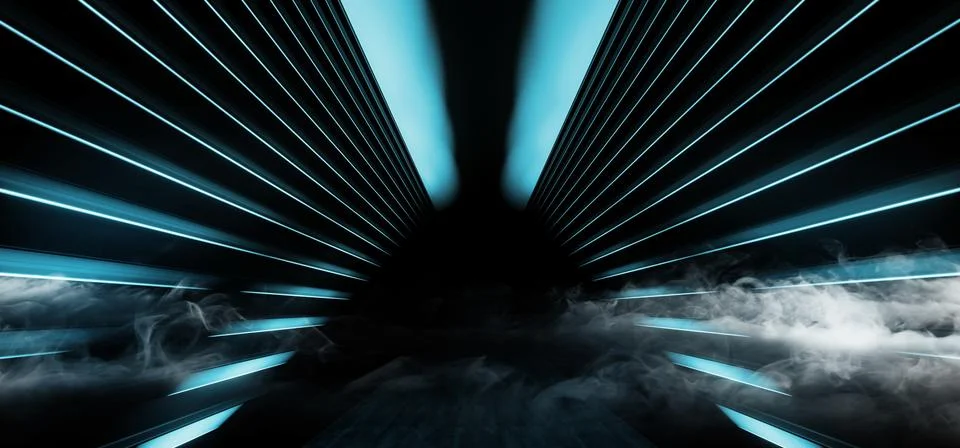 Psychedelic Arrow Triangle Sci Fi Smoke Neon Laser Spaceship Future Dark Corr Illustrazione stock