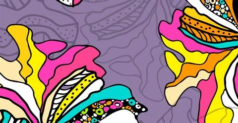 Psychedelic art background. Hippie Style Psychedelic Patterns and Backgrounds Illustrazione stock