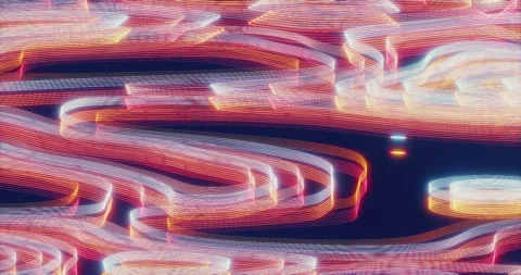 Psychedelic background, curved lines, neon glow. Seamlessly looped video. Stock Footage 244795218