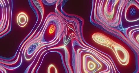 Psychedelic background, curved lines, neon glow. Seamlessly looped video. Stock Footage 244795499