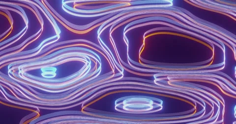 Psychedelic background, curved lines, neon glow. Seamlessly looped video. Stock Footage 244795503