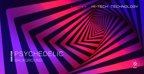 Psychedelic background. Optical illusion. Spiral pattern of growing squares. Stock Illustration