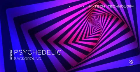 Psychedelic background. Optical illusion. Spiral pattern of growing squares. Stock Illustration