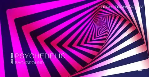 Psychedelic background. Optical illusion. Spiral pattern of growing squares. Stock Illustration