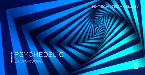 Psychedelic background. Optical illusion. Spiral pattern of growing squares. Stock Illustration