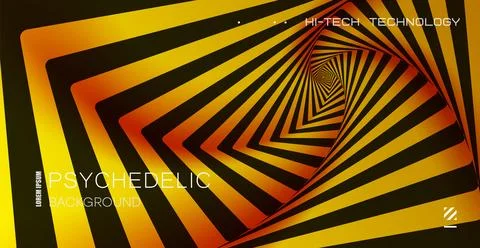 Psychedelic background. Optical illusion. Spiral pattern of growing squares. Illustrazione stock