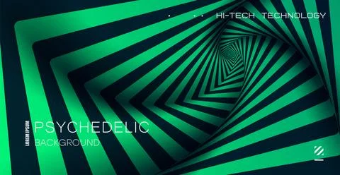 Psychedelic background. Optical illusion. Spiral pattern of growing squares. Illustrazione stock