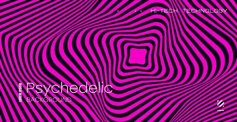 Psychedelic background. Optical illusion. Spiral pattern of growing squares. 스톡 일러스트