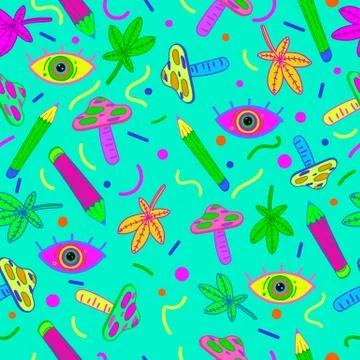 Psychedelic background pattern. Seamless hallucinogenic pattern with colorful 스톡 일러스트