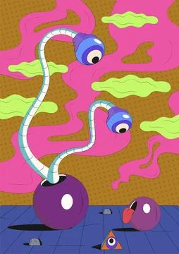 Psychedelic Background, Psychedelic stylized design, bright color vector il.. Illustrazione stock