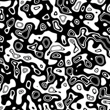 Psychedelic black white blots. Made in full frame. Messy blob clutter. Splash Stock Illustration