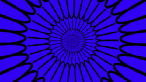 Psychedelic Blue and Black Rotating Line Mandala Illusion Loop Stock-Footage 337324292