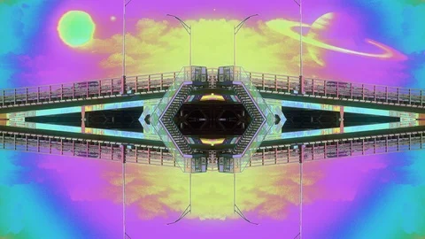 Psychedelic Bridge Traffic Space Dimensions Loop Stock Footage 106985246