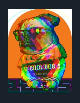 Psychedelic Canine Vision: A Walk Through the Chaos of Colors Stock Illustration