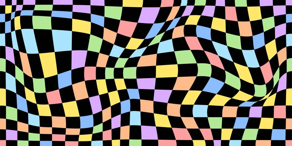 Psychedelic checkerboard rainbow Stock Illustration
